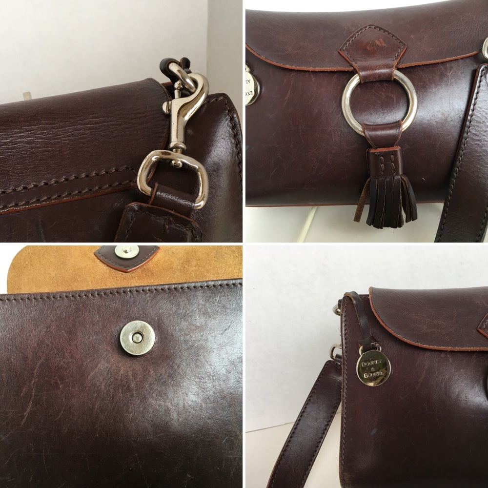 Vtg Dooney & Bourke brown purse bag Italy tassel - Picture 2 of 8